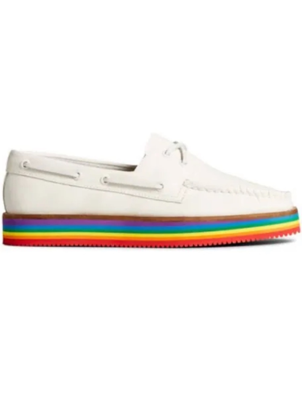Sperry Top Sider White Leather Limited Edition Rainbow Pride Boat Shoes
